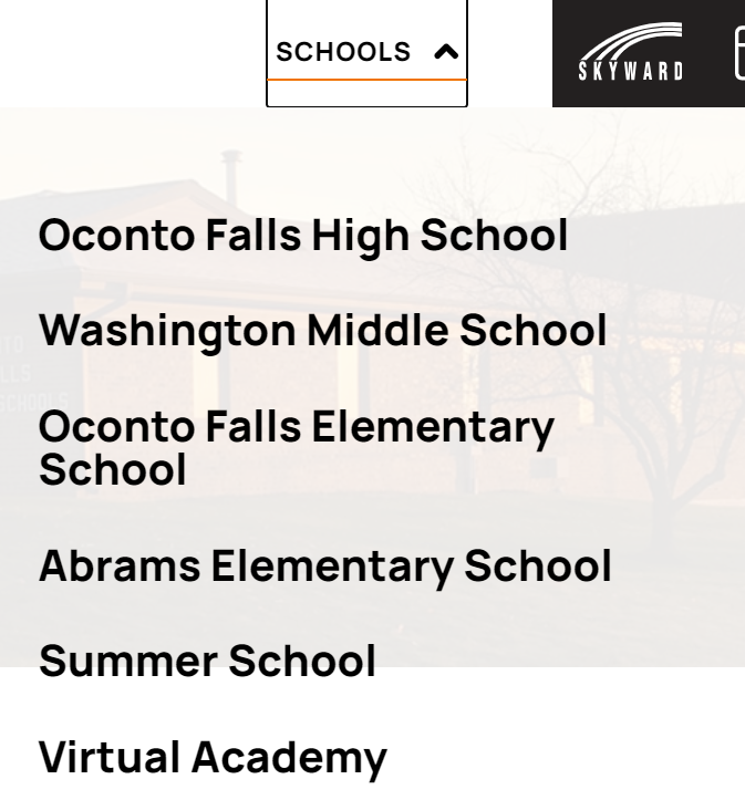 Our Schools Menu