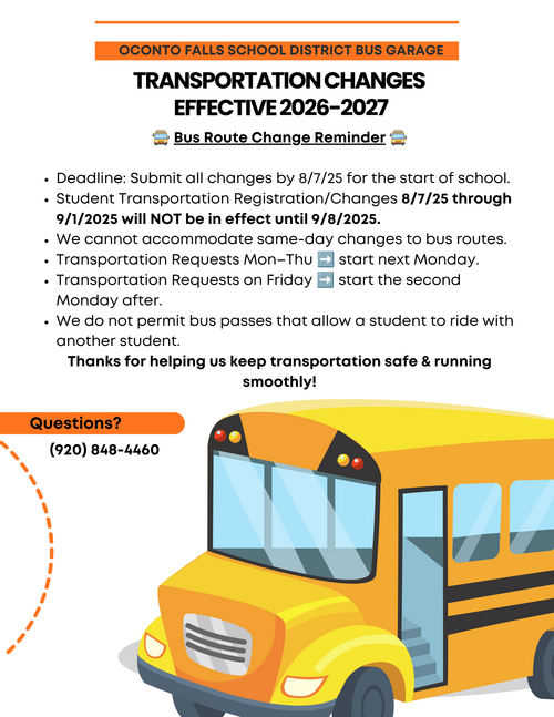 Transportation Changes Effective 2026-2027