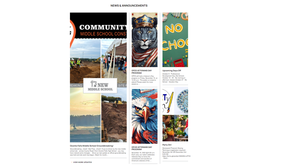Announcements section
